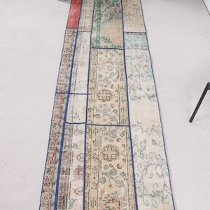 Turkish Rug, 2x8 Runner Rug, Vintage Rug, Patchwork Rug, Antique Rug, Rugs For Hallway, 2.3x7.9 ft Beige Rug, Colorful Oushak Rug, Boho Rug,