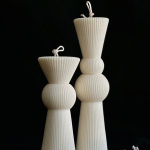 Set of two Ribbed Pillar candles, kerzen,shaped candle, Kerzenset,soy wax, sculptural candles, coffee table decoration, gift, Sojakerze
