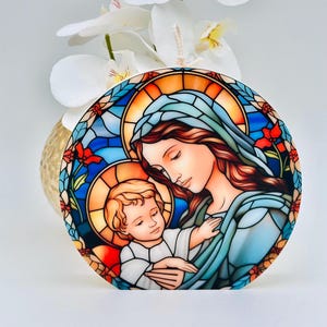 Maria mit dem Jesuskind, Jungfrau Maria Kerze, katholische Geschenke, Bibelkerze, christliche Kerzen Gebetskerze, Kerzen für Christen