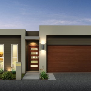 2 bedroom Modern House Design - Dimensioned floor plan & external elevation drawings only. 11.26m wide x 15.37m deep