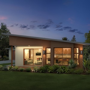 5 bedroom Modern House Design - Dimensioned floor plan & external elevation drawings only. 16.70m wide x 22.61m deep