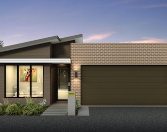 Modern 4 Bedroom House Plan: Dimensioned Floor Plan & Elevation (Drawings)