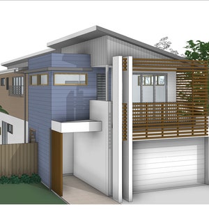 5 bedroom Modern House Design - Dimensioned floor plan & external elevation drawings only. 8.35m wide x 24.17m deep