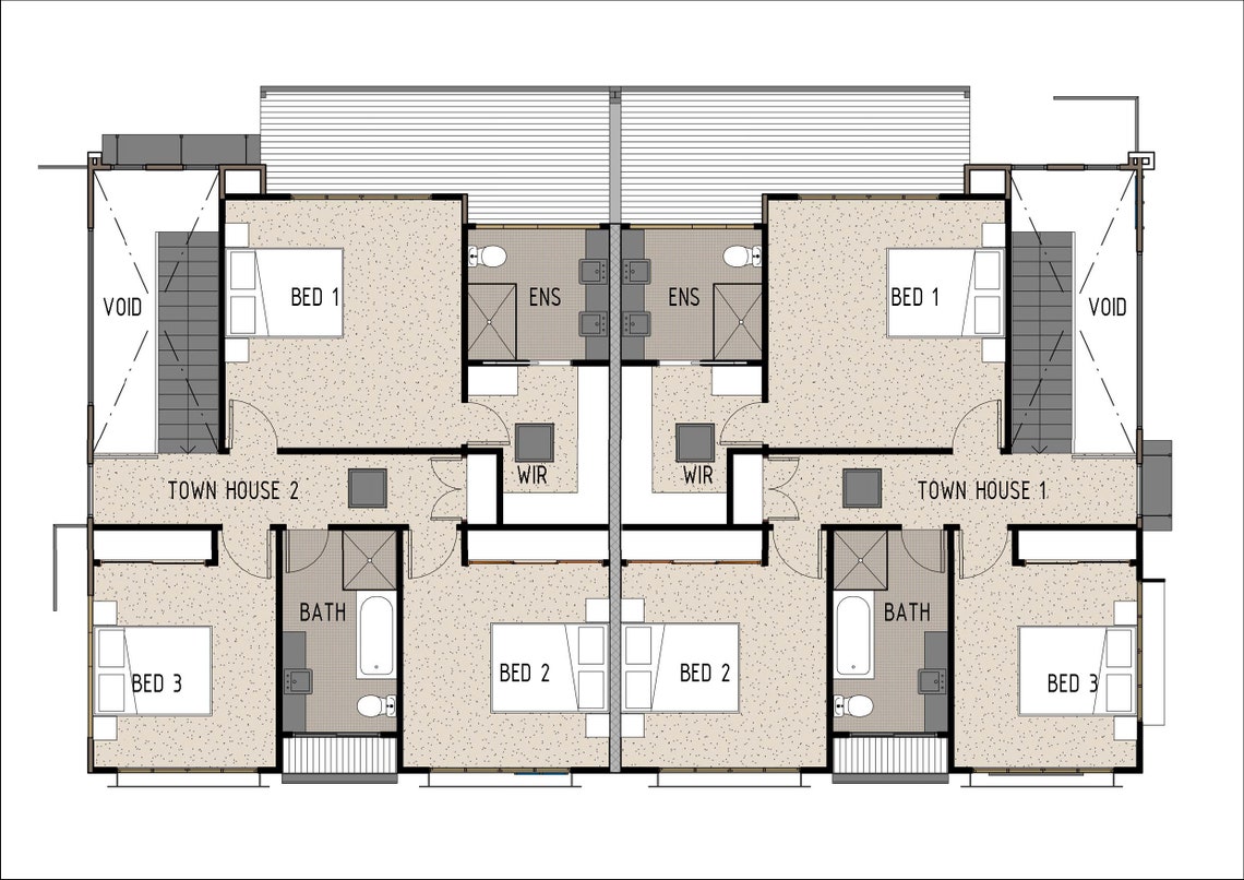Modern Duplex Design - Dimensioned Floor Plan & External Elevation ...