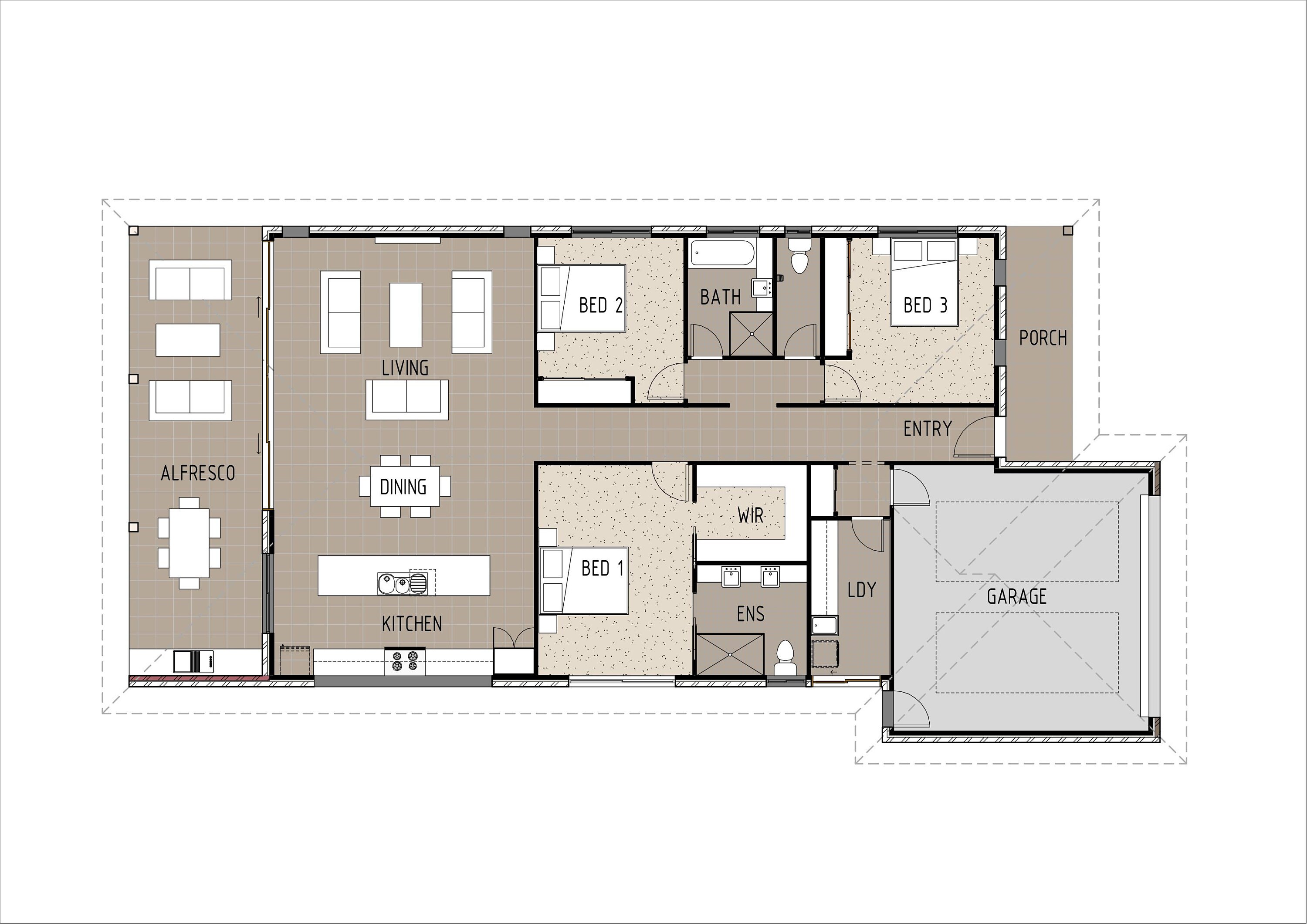Modern 3 Bedroom House Design Dimensioned Floor Plan Etsy