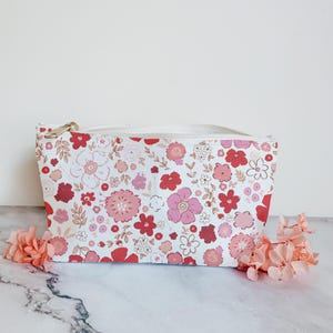 Shabby Chic Floral Accessory Pouch, Mother&#39;s Day Gift, Valentine&#39;s Day Makeup Bag, Pink White Cosmetic Case, Travel Toiletry Organizer