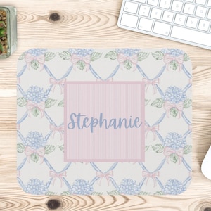 Personalized Mouse pad,Loveshack Fancy Style Mouse Pad, Coquette Aesthetic, Bows Ribbons Flowers, Custom Gift, Cute mouse pad, Unique gift