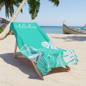 Ocean Blue Aloha Beach Towel, Spring Break Towel, Vacation beach towel, Pool towel
