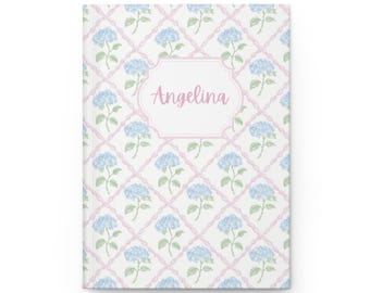 Grandmillenial Personalized Hardcover Journal, Coquette Journal, Personalized Notebook, Pastel Pink Blue, Gift for Her, floral journal