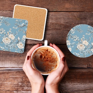 Chinoiserie Blue Cork Back Coaster, Grandmillenial  gift, Home decor, Housewarming gift, Christmas gift, Elegant coaster