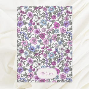 Personalized Floral Hardcover Journal, Lavender Purple Personalized Notebook for Women, Gift for Her, Writing Diary, Shabby Chic gift