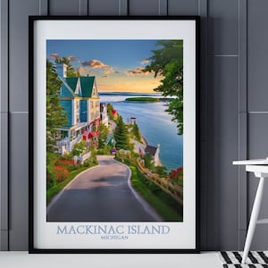 Mackinac Island Digital Printable Poster, Mackinac Island Wall Art, Anniversary gift, downloadable print, Michigan Wall Art