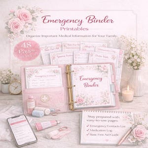 Emergency Binder Printable | Family Emergency Planner | Medical Information Binder | Babysitter Info Sheet | Emergency Preparedness Binder