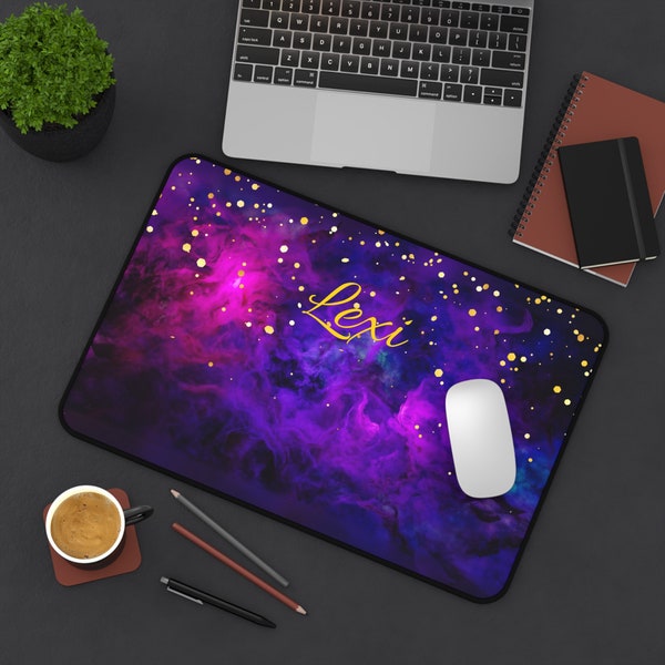 Personalized Purple Galaxy Desk Mat, Large Mouse Pad, Gaming Mat, Gaming Pad, Home Office Decor, Desk Decor, Customized Mouse Pad