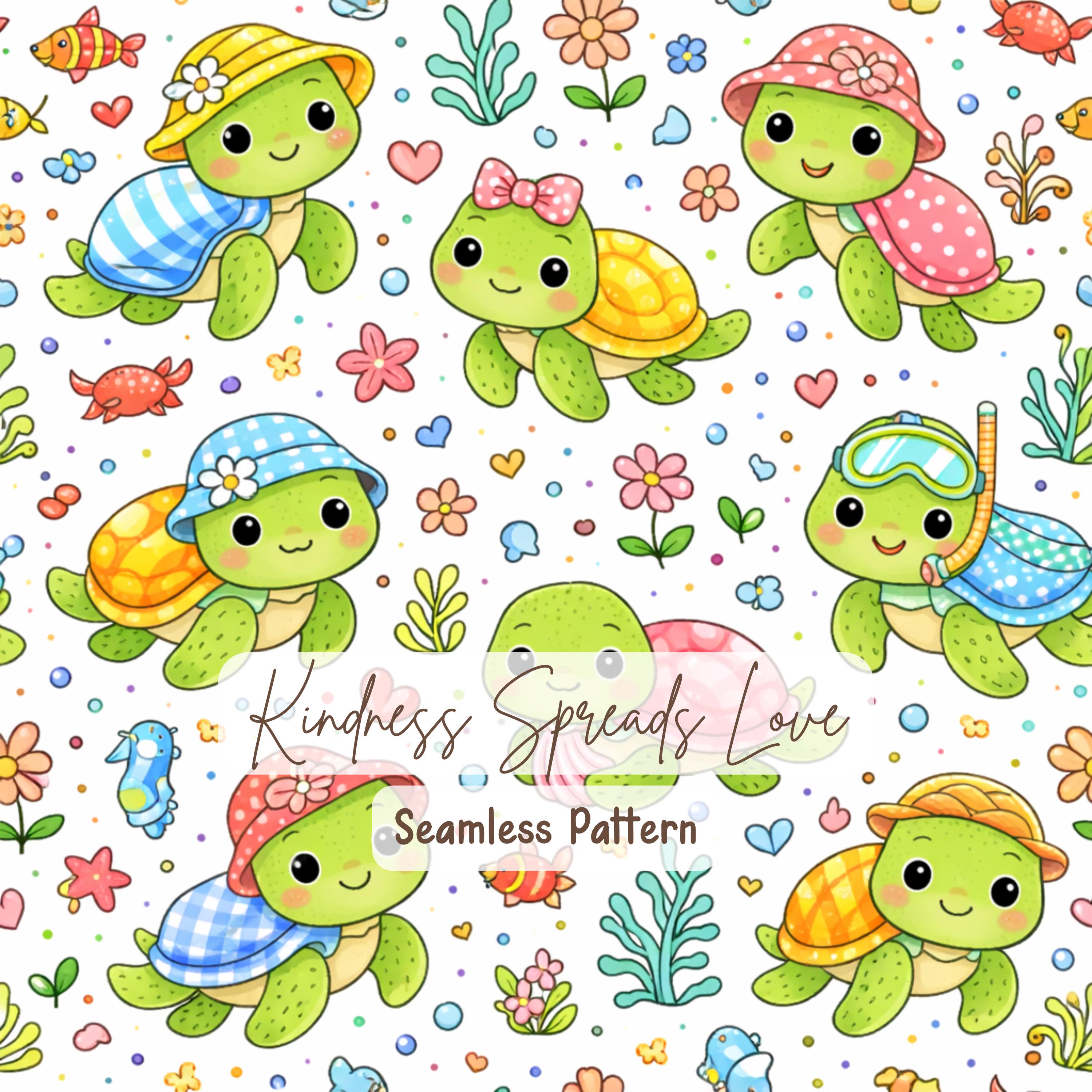 Cute Sea Turtle Seamless Pattern, PNG, SVG, Digital Download, Baby ...