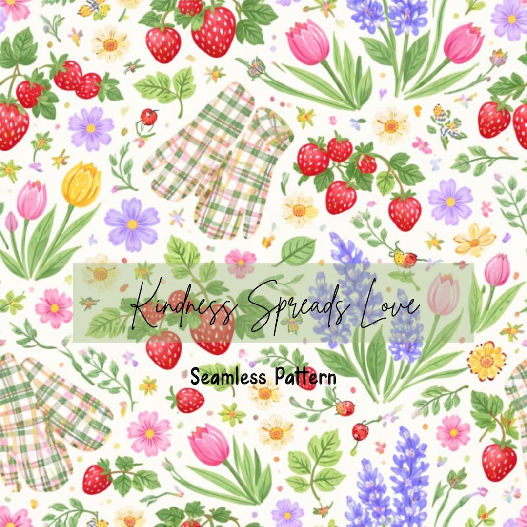Spring Garden Seamless Pattern, Digital Download, Pastel Floral Farm ...