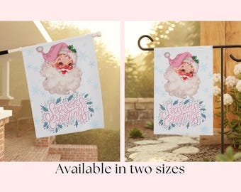 Christmas Garden Flag, Vintage Santa Claus, Seasons Greetings, Holiday Outdoor House Flag, Xmas Yard Decor, Santa Garden Flag, Home Decor