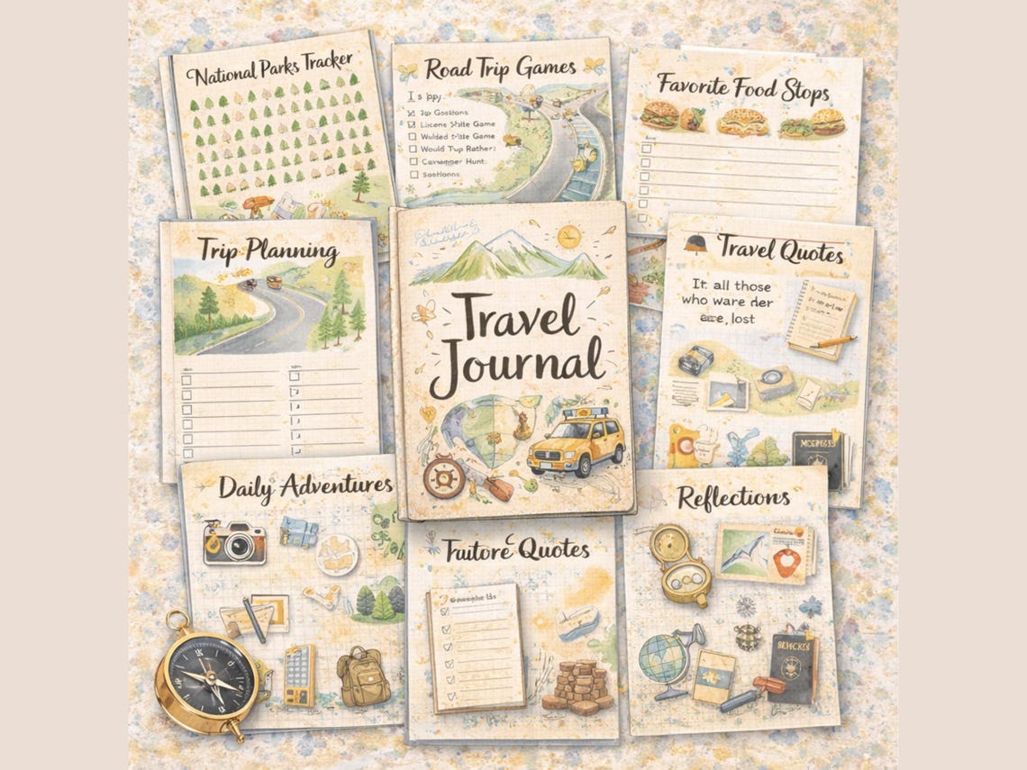 Road Trip Journal Printable | Travel Journal PDF | Vacation Planner ...