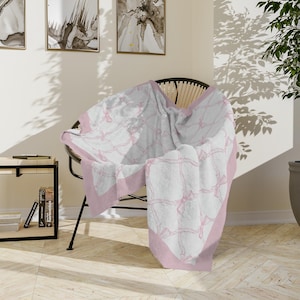 Love Shack Fancy Style Blanket, Soft Velvet Blanket, Coquette Aesthetic Throw, Elegant Girly Home Decor, Grandmillenial blanket, girl throw