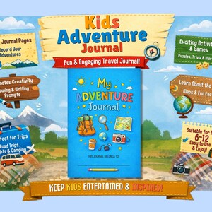 Kids Travel Journal Printable | Road Trip Activity Book for Kids | Adventure Journal PDF | Car Ride Games Bundle | Vacation Planner