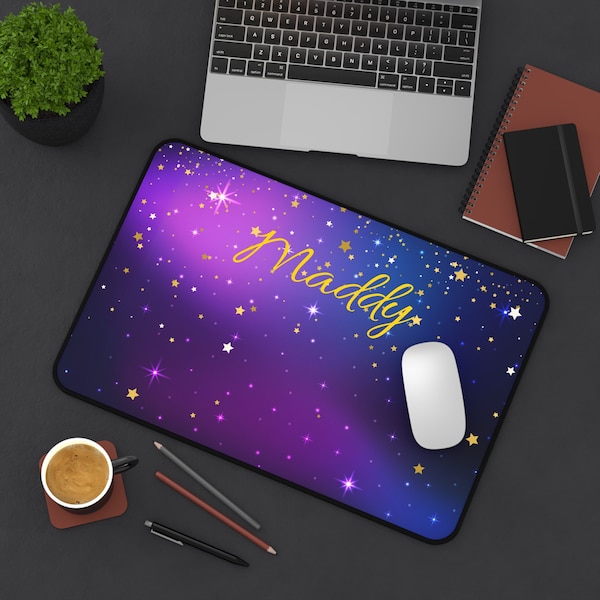 Personalized Purple Galaxy Desk Mat, Large Mouse Pad, Gaming Mat, Customized desk mat, Home office decor, Office Decor, desk decor