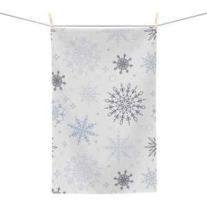 Toalha de chá macia de floco de neve, toalha de mão de cozinha, toalha de cozinha de temporada de férias, decoração de cozinha de Natal, presente para ela, presente para mãe, para esposa