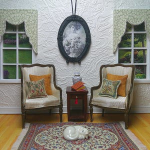 Melody Jane Dollhouse Ecru Gathered Panel Curtains - 1:12 Scale Miniature Window Accessory (65mm X 155mm)