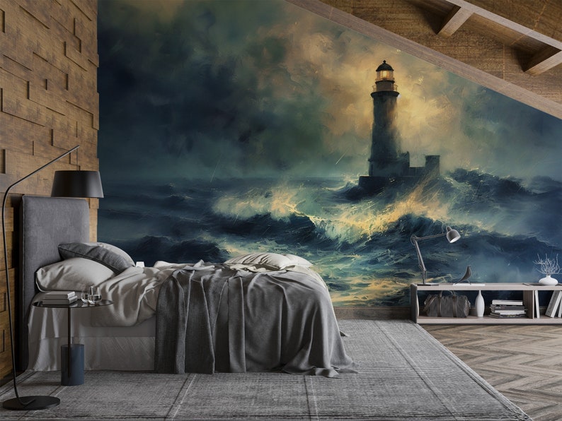 Lighthouse Wallpaper | Ocean Wallpaper | Sea Self Adhesive Mural ...