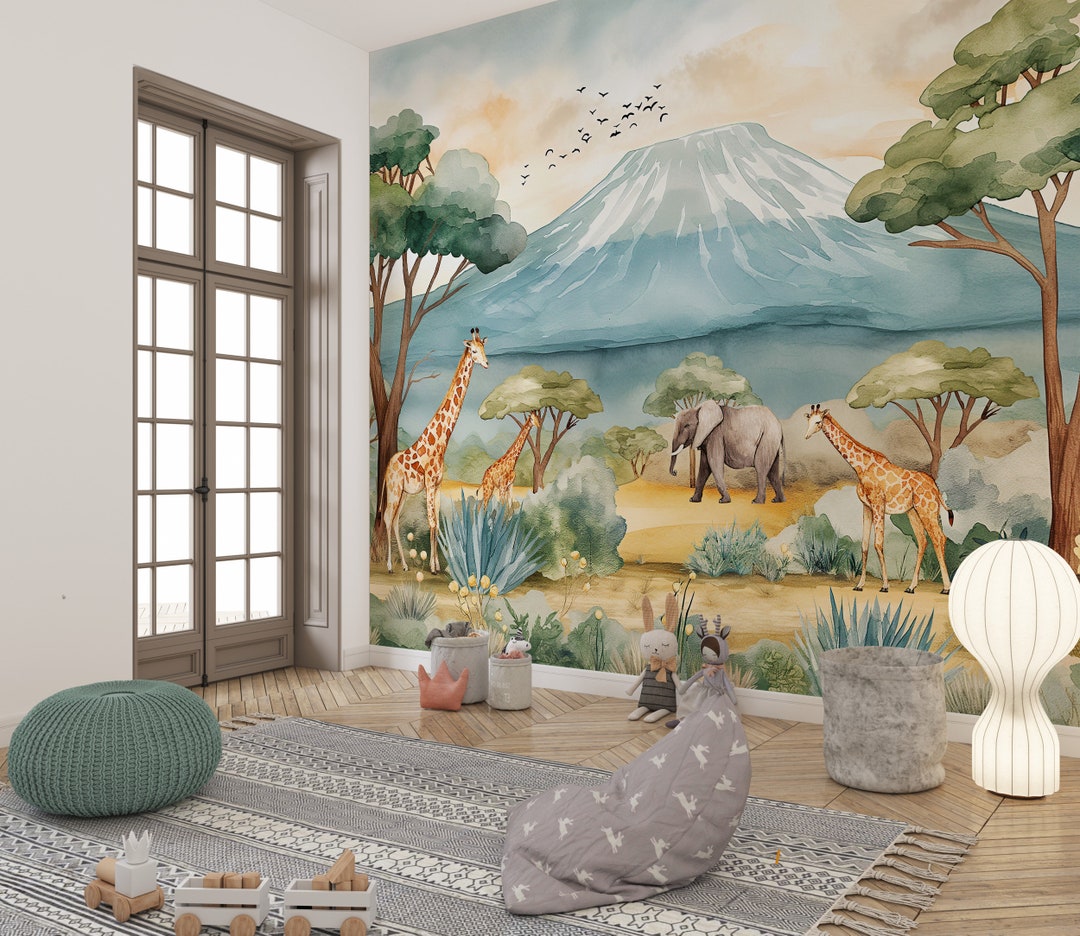 Safari Animals Wallpaper | Peel and Stick Nursery Wall Decor ...
