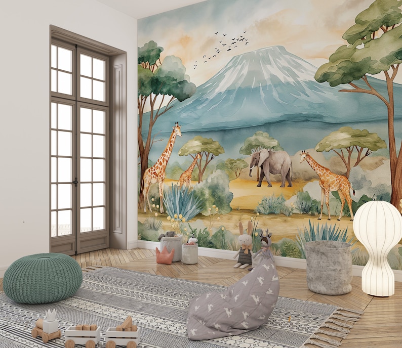 Safari Animals Wallpaper | Peel and Stick Nursery Wall Decor ...