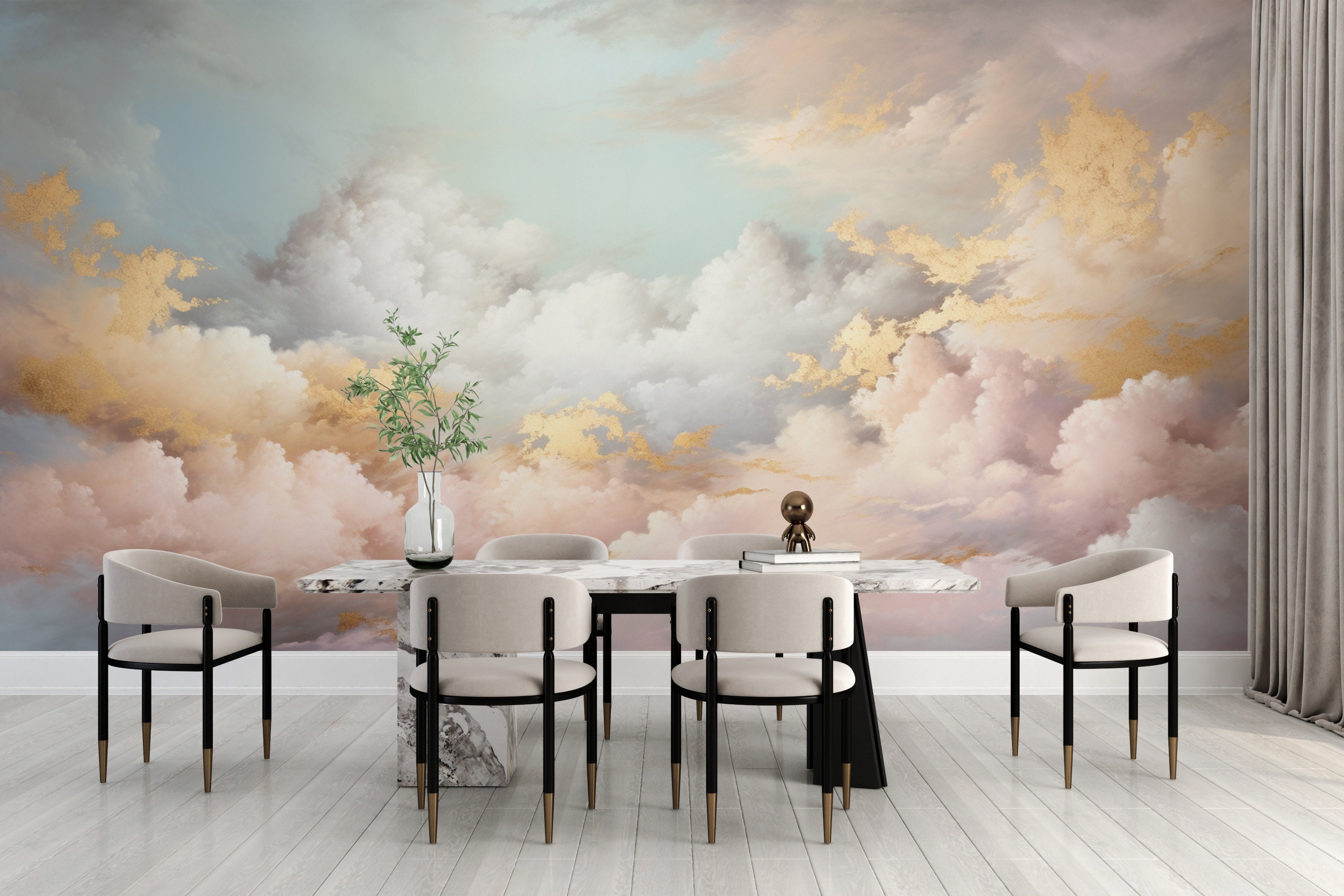 Cloud Sky Wallpaper, Pastel Nursery Decal, Nature Peel & Stick Mural ...