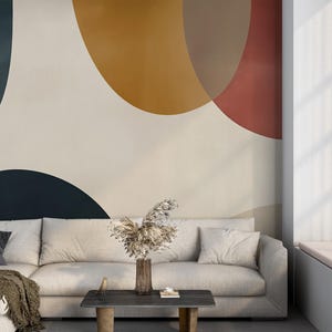 Papier peint géométrique bohème aquarelle | Papier peint abstrait autocollant | Murale adaptée aux locataires | Décoration d'intérieur sans PVC