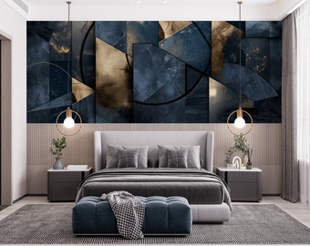 Papel pintado geométrico abstracto, mural de pelar y pegar, papel pintado moderno autoadhesivo, decoración de pared del dormitorio mural extraíble