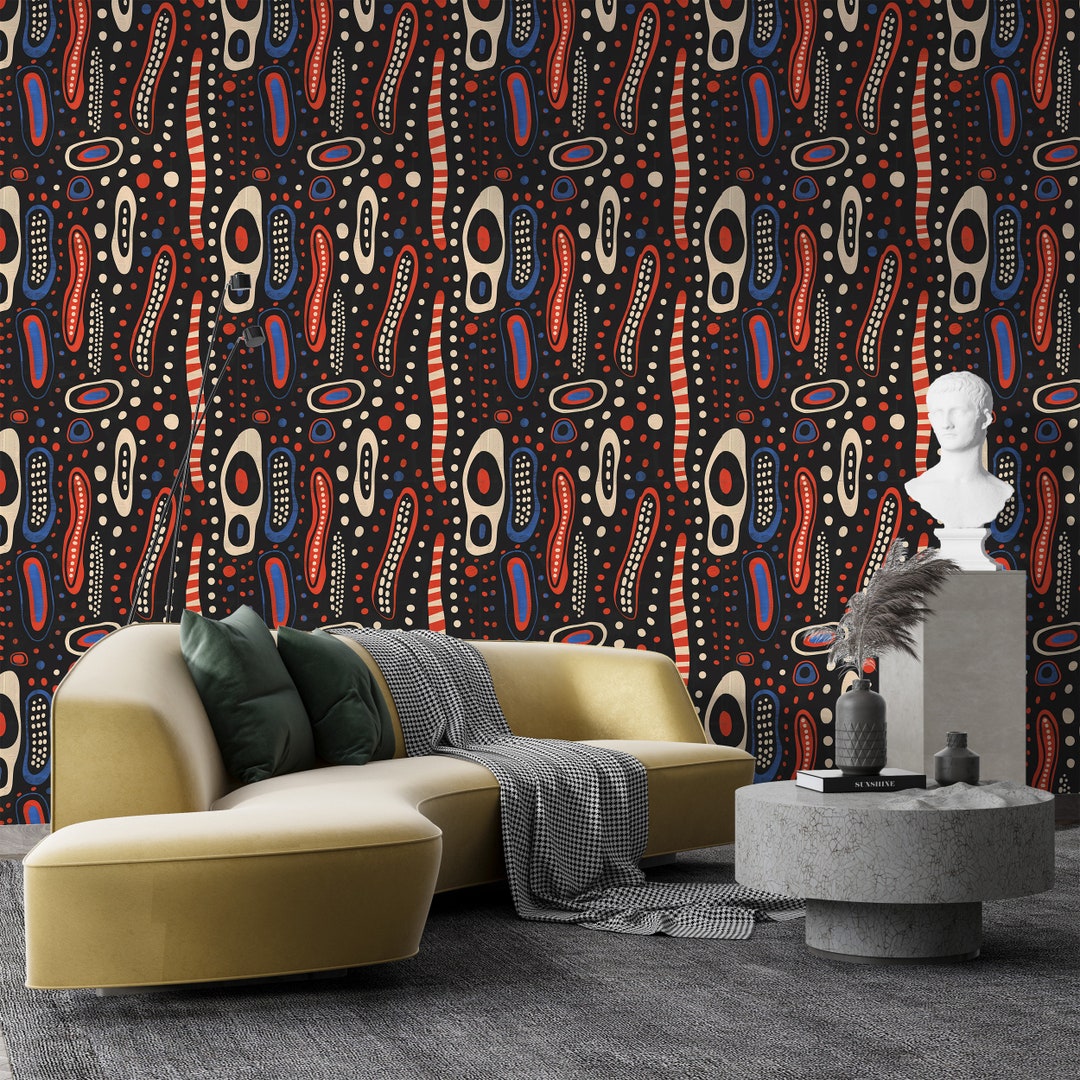 Behang moderne kunst | Op Kusama geïnspireerd abstract patroon | Afneembaar  Milieuvriendelijk | Peel \u0026 Stick of traditioneel - Etsy België, image size:1080x1080