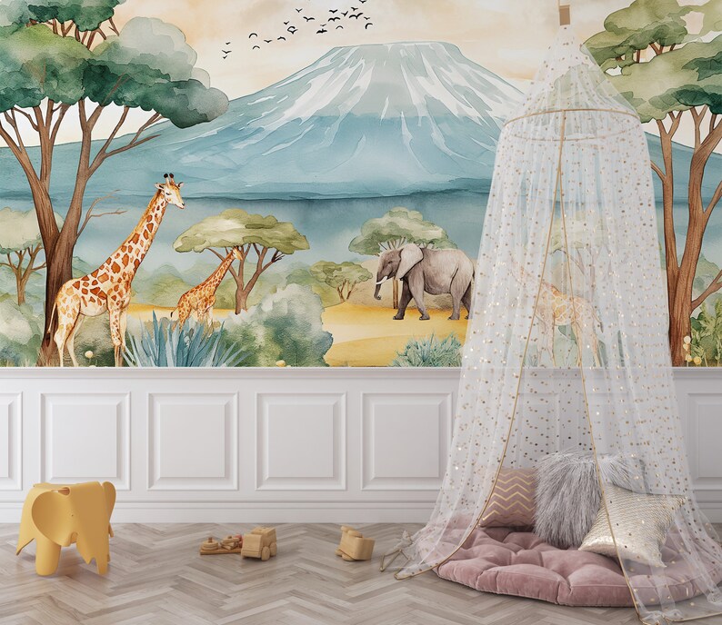 Safari Animals Wallpaper | Peel and Stick Nursery Wall Decor ...