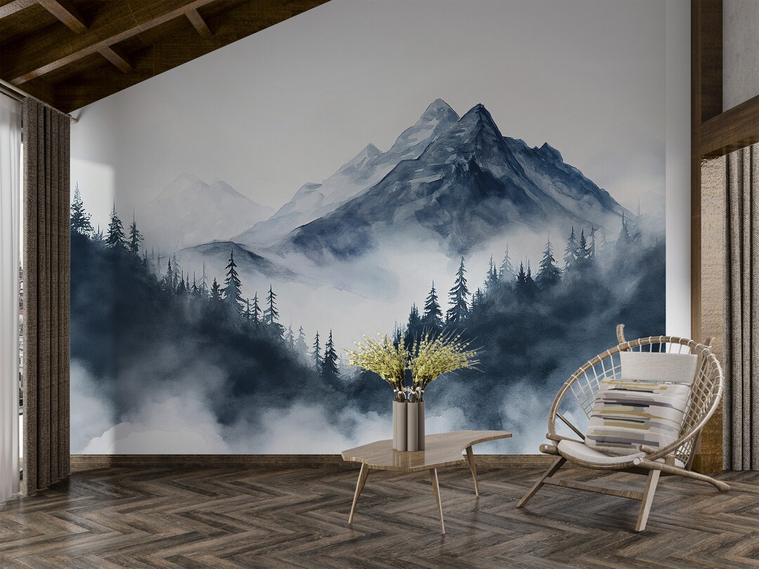 Mountain Wallpaper | Landscape Mural | Peel and Stick Mountain Mural ...