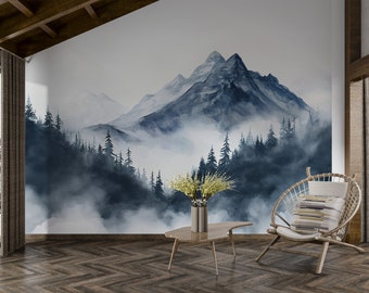 Mountain Wallpaper | Landscape Mural | Peel and Stick Mountain Mural | Nature Wallpaper | Removable Wall Decor | Eco Friendly