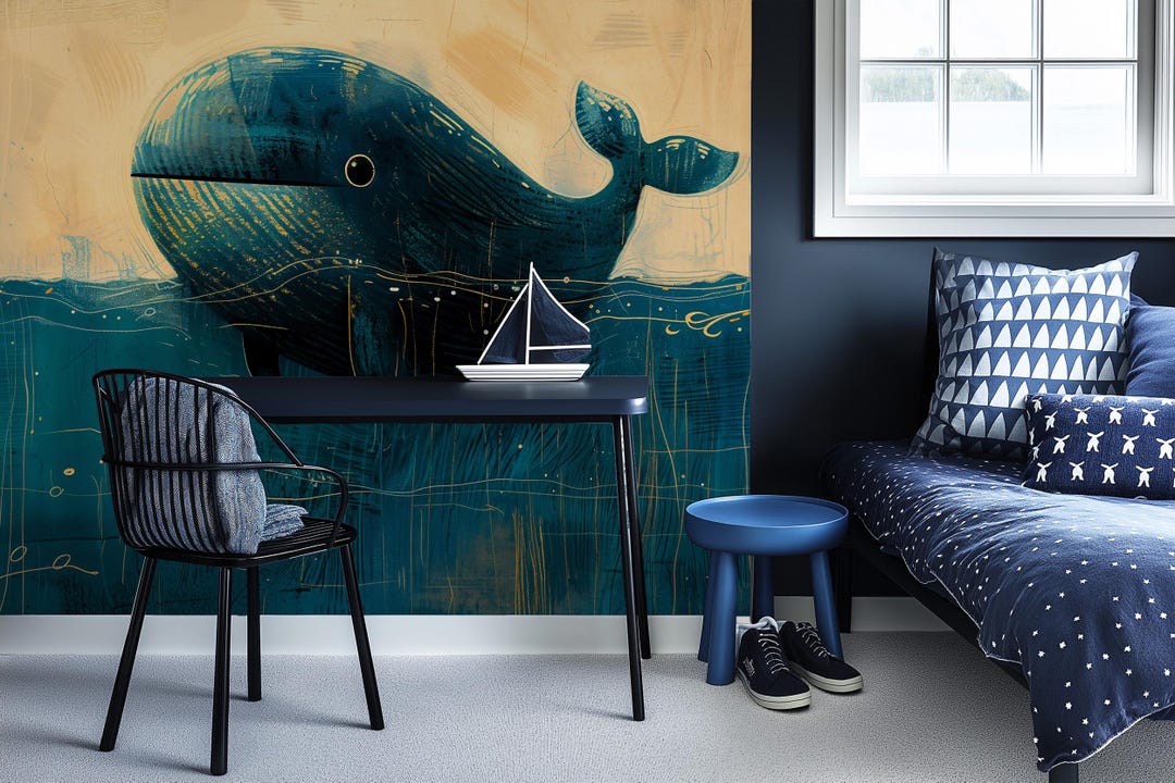 Whale Wall Mural Underwater Wallpaper Self-adhesive Ocean Decor Peel ...