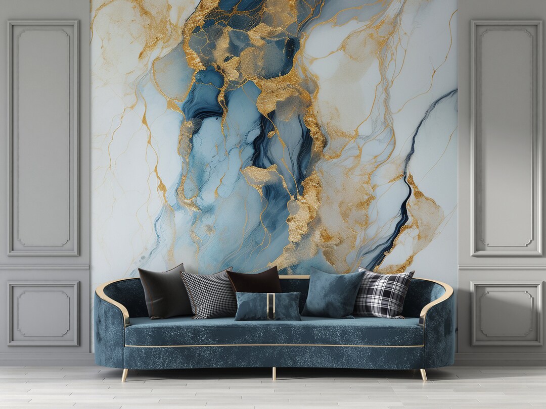 Stone Mural, Marble Wallpaper, Abstract Watercolour Peel & Stick