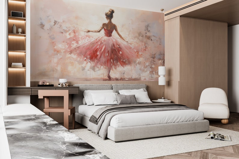 Renter-Friendly Wallpaper: Elegant Ballerina Theme