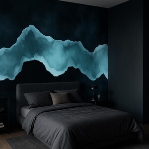 Carta da parati murale con spiaggia di sabbia nera, carta da parati con vista aerea sull'oceano blu, arte moderna rimovibile per camera da letto, soggiorno, bagno, murale staccabile e attaccabile