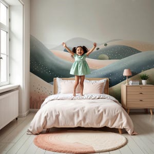 Murale per bambini con colline ad acquerello / Carta da parati per cameretta dei bambini / Murale con montagne ad acquerello / Adesivo staccabile e attaccabile / Decorazione da parete per bambini
