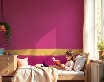 Pink Wall Covering for Accent Wall, Fuchsia Paint Wallpaper Mural, Abstract Peel and Stick Wallpaper Mural in Style of Mark Rothko