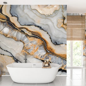 Grey Marble Wallpaper | Marble Mural | Marble Texture Wallpaper | Modern Wall Decor | Peel and Stick Mural | PVC-Free