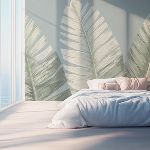 Papier peint vintage palmier | Revêtement mural tropical écologique écologique | Dimensionnement personnalisé | Livraison gratuite dans le monde entier