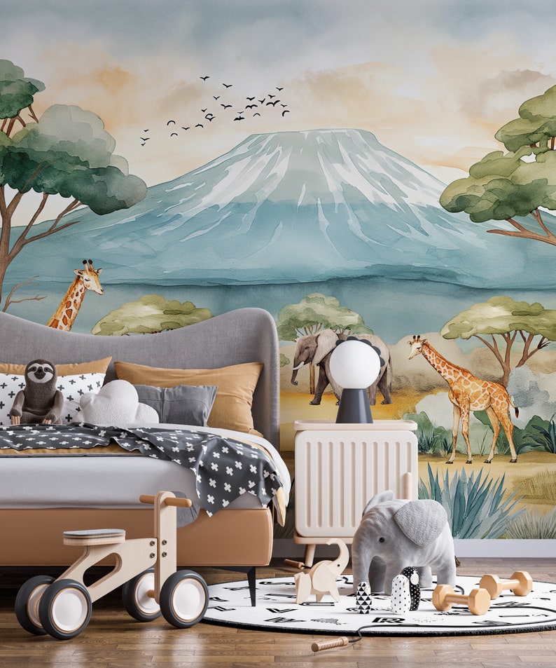 Safari Animals Wallpaper | Peel and Stick Nursery Wall Decor ...