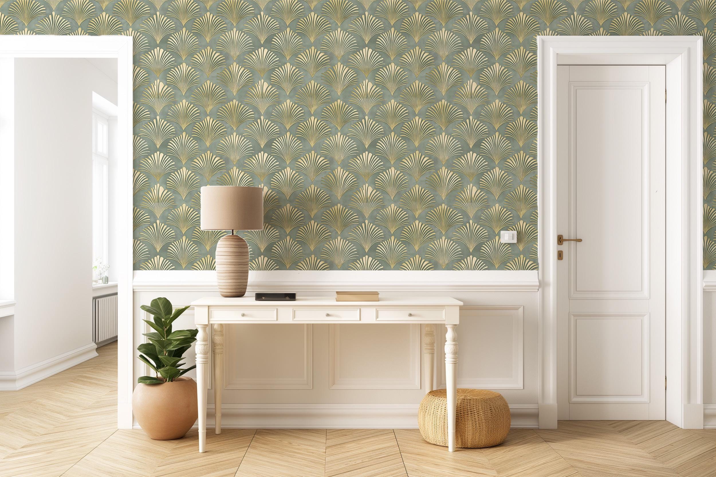 Gold Art Deco Peel and Stick Wallpaper | Removable Geometric Wall Decor ...