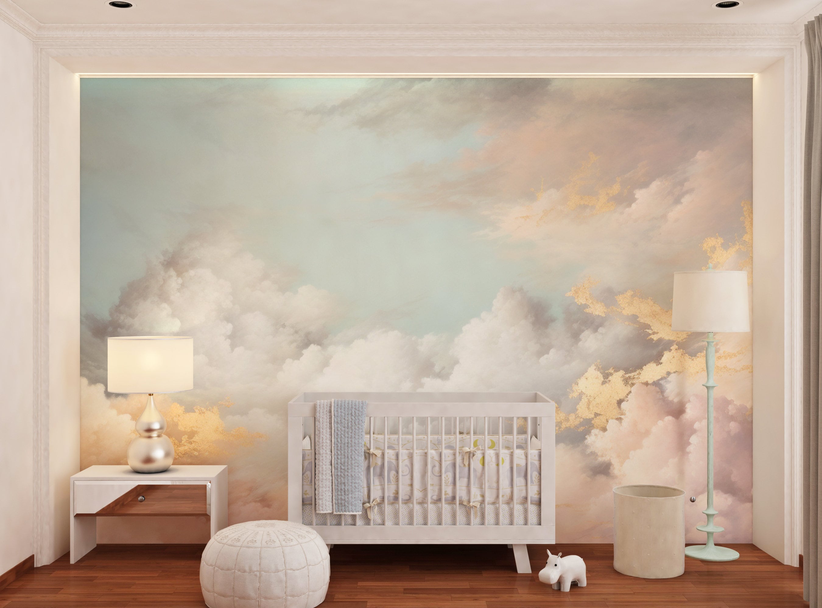 Cloud Sky Wallpaper, Pastel Nursery Decal, Nature Peel & Stick Mural ...