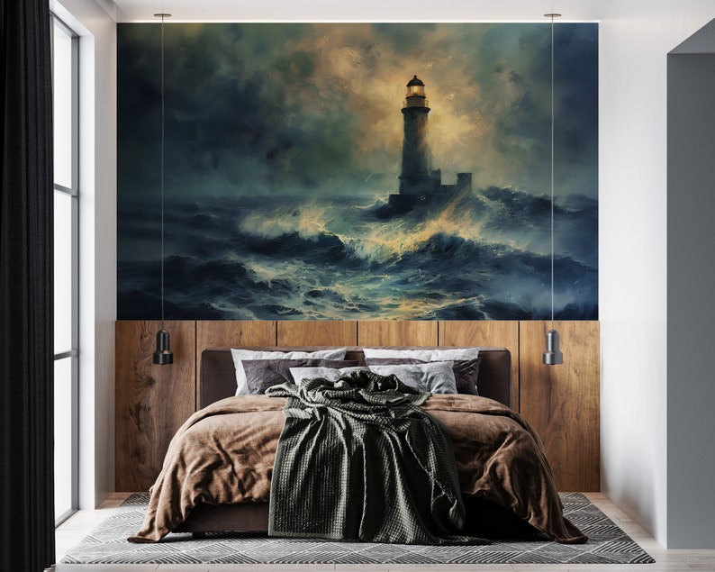 Lighthouse Wallpaper | Ocean Wallpaper | Sea Self Adhesive Mural ...