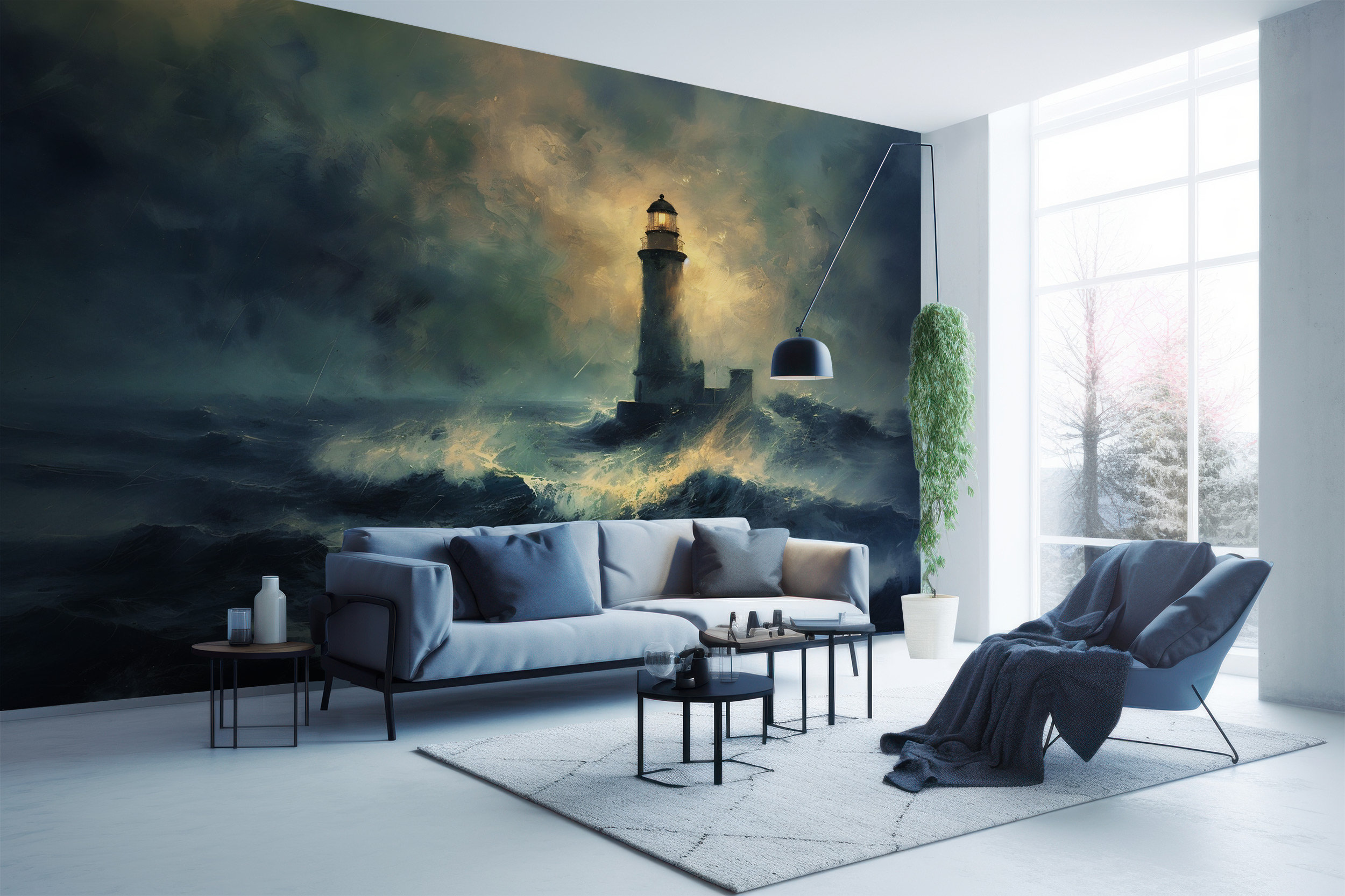 Lighthouse Wallpaper | Ocean Wallpaper | Sea Self Adhesive Mural ...